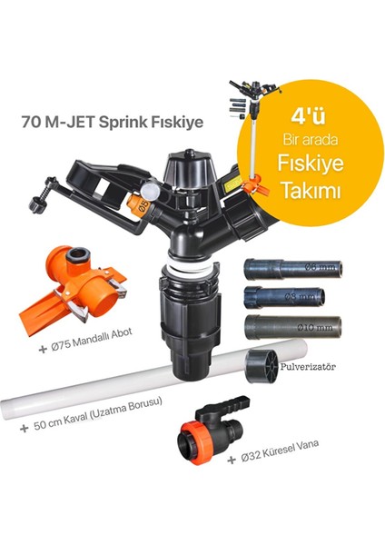 SAYIM Ermak 70 M-Jet Sprink Fıskiye Takımı 1" Set 35 Metre Atış ERMAK-125
