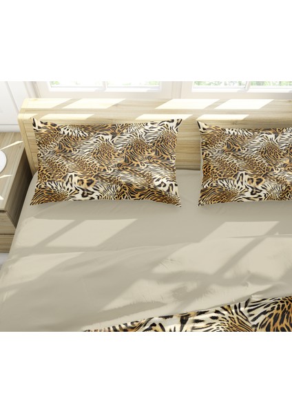 Erays Home Leopard Desenli 3D Çift Kişilik Nevresim Takımı