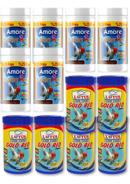 Goldy Mix Granules 750 ml ve Gold Red 600 ml Japon Balık Yemi
