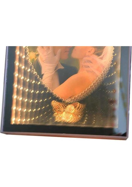 Ayna LED Li Çerçeve LED Işıklı Kalpli Fotoğraf Çerçevesi