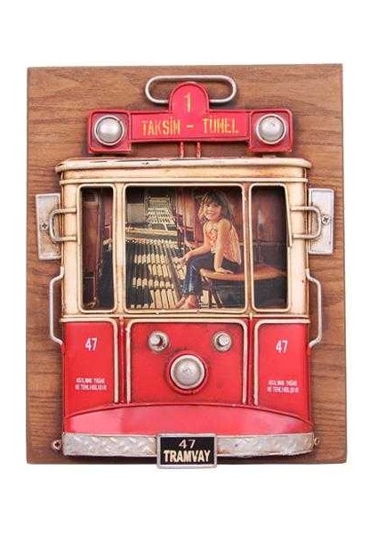 Dekoratif Metal Çerçeve Tramvay Dekorlu Vintage Ev Ofis Hediyelik