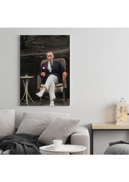 Başöğretmen Mustafa Kemal Atatürk Portre Dekoratif Dikey Kanvas Tablo indirimleri