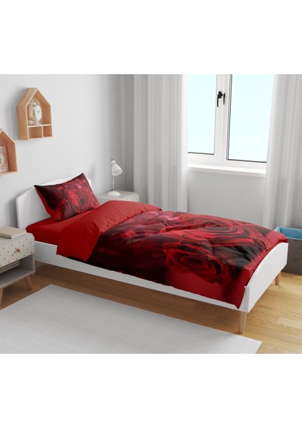 Erays Home Erayshome Sevgiler Günü 3D Tek Kişilik Nevresim Takımı