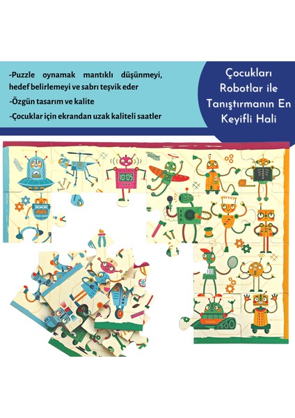 Baby Puzzle Dev Robotlar Puzzle | Jumbo Yer Puzzle | Robots 24 Parça fiyatları