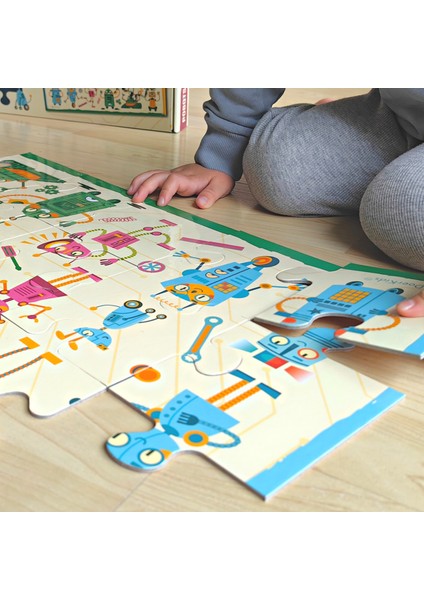 Baby Puzzle Dev Robotlar Puzzle | Jumbo Yer Puzzle | Robots 24 Parça modelleri