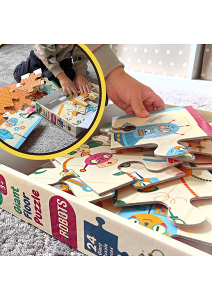Baby Puzzle Dev Robotlar Puzzle | Jumbo Yer Puzzle | Robots 24 Parça fırsatları