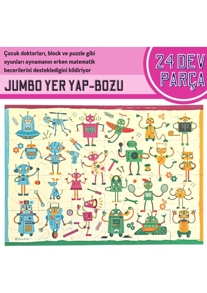 Baby Puzzle Dev Robotlar Puzzle | Jumbo Yer Puzzle | Robots 24 Parça indirimleri
