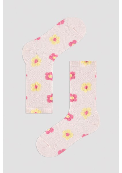 Açık Pembe Kız Çocuk G.floral Soket Çorap