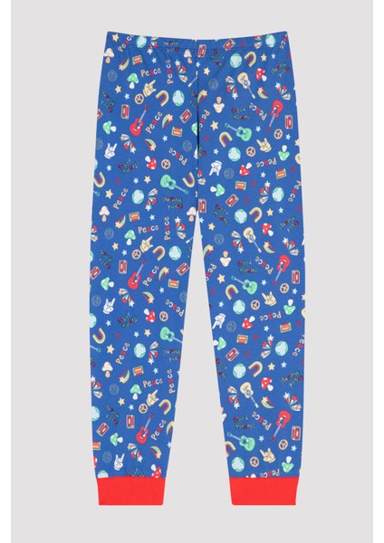 Çok Renkli Erkek Çocuk Desenli 2li Pijama Takımı modelleri