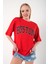 Kadın Boston Baskılı Oversize T-Shirt 2