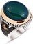 ​​​gümüş Özel Kesim Kapşon Yeşil Oniks Taş Kenarları Osmanlı Tuğralı Işlemeli Yüzük 1