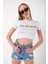 Kadın Its All Good Baskılı Bisiklet Yaka Oversize Crop T-Shirt 1