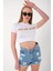 Kadın Its All Good Baskılı Bisiklet Yaka Oversize Crop T-Shirt 2