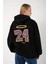 Unisex Siyah Oversize 24 Baskılı Kapşonlu Sweatshirt 1