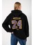 Unisex Siyah Oversize 24 Baskılı Kapşonlu Sweatshirt 3