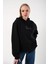 Unisex Siyah Oversize 24 Baskılı Kapşonlu Sweatshirt 4