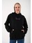 Unisex Siyah Oversize 24 Baskılı Kapşonlu Sweatshirt 5