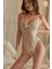 Bella Notte Kadın Mini Askılı Tül Beyaz Gecelik 15045 3