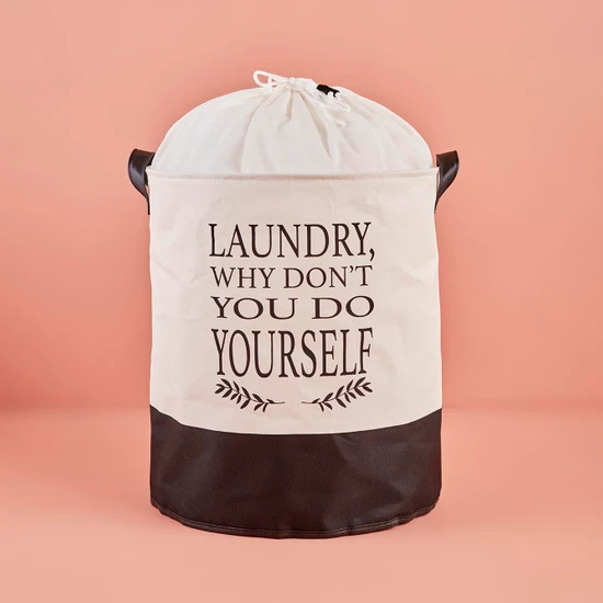 Bella Maison Laundry Why Dont You Do Yourself Su Geçirmez Tabanlı Çamaşır Sepeti Beyaz (36x40 cm)