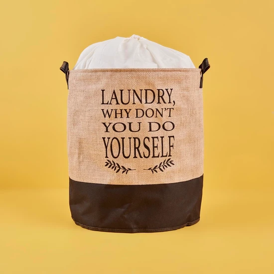 Bella Maison Laundry Su Geçirmez Tabanlı Çamaşır Sepeti Jüt (36x40 cm)