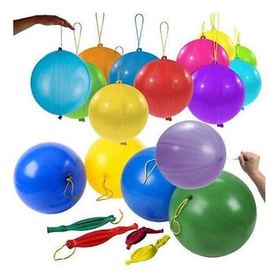 Nistabolje 30 Adet Lastikli Zıpzıp Balon Ipli Punch Panç Büyük Balon