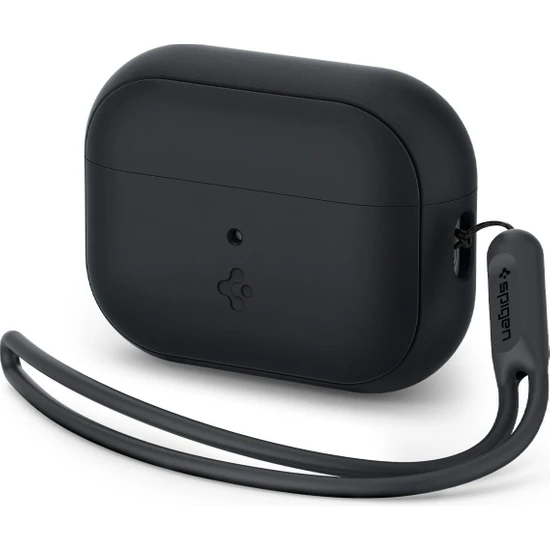 Spigen Apple AirPods Pro (2.nesil) Kılıf Silicone Fit Black + Strap (Askı İpi) Black - ACS05479