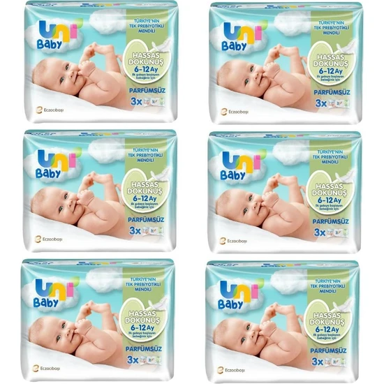 Uni Baby Hassas Dokunuş Islak Mendil 6 x 156 Yaprak