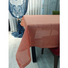 Stay Home Keten Dokulu Masa Örtüsü Kiremit 6 Peçete Tk