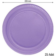 Roll Roll-Up & Pietra Plastık Lıla & Mor Renklı Partı Tabak 25 Lı Yuvarlak 22 cm