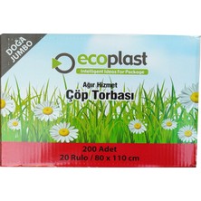 Ecoplast Battal Boy Çöp Torbası Poşeti - 90 Litre - 80 x 110 cm / 10 Adetlik 20 Rulo / Koli