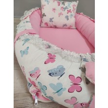 Babynest Sepeti Kelebekler Desen ve Toz Pembe Kombin Orijinal Babynest