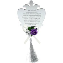 Süsle Bebek ve Parti Ayna Pleksi Ayet-El Kürsi - Mor Süslü - Magnet - Gümüş