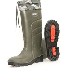 Polly Boot Galaxy Vega 04 Boğazlı Haki Renk Çelik Burunsuz Çizme Avcı Botu Kamp Botu Balıkçı Botu Kamuflajlı