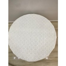 Yüksel Halı Mefruşat Dantel Görünümlü Şeffaf Kaplamalı Pvc Masa Örtüsü Krem Yuvarlak