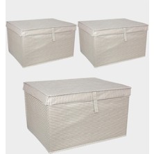 ALAS 3 Adet - Kapaklı Çok Amaçlı ( Çamaşır-Saklama-Düzenleme Vb.) Hurç, Kutu Maxi 50X40X30 - Kahverengi