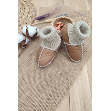 Sitilin Organik Deri Unisex Bebek Patik Içi Yünlü Doğal Bebek Çorap STL6042