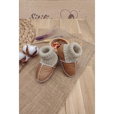 Sitilin Organik Deri Unisex Bebek Patik Içi Yünlü Doğal Bebek Çorap STL6042
