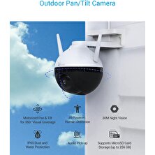 Ezvız C8C Lite Dış Mekan Wi-Fi Kamera 1080P, 360° Kapsama Alanına Sahip Motorlu Dış Mekan Kamerası, 30 M'ye Kadar Gece Görüşü, Kişi Algılama, Su Geçirmez