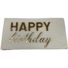 Kidspartim Gold Yaldızlı Beyaz Happy Bırthday Garson Peçete