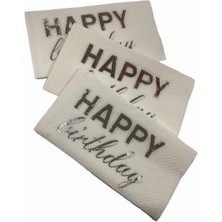 Kidspartim Gümüş Yaldızlı Beyaz Happy Bırthday Peçete