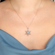 Gizzaro 0.03  Karat Pırlanta 0.15 Karat Topaz Pırlanta Kar Kolye Gmy127