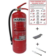 Kkdavm 6kg Mapeks Yangın Tüpü, Askı Aparatı,yangın Tüpü Kullanım Talimatı ve Dübel Vida 4lü Set