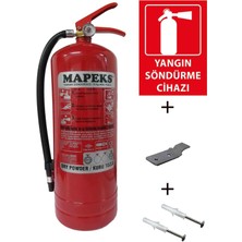 Kkdavm 6kg Mapeks Yangın Tüpü, Yangın Tüpü Levhası,  Askı Aparatı ve Dübel Vida 4lü Set