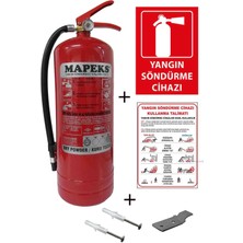 Kkdavm 6kg Mapeks Yangın Tüpü,yangın Tüpü Kullanım Talimatı, Yangın Tüpü Levhası, Askı Aparatı ve Dübel Vida 5li Set
