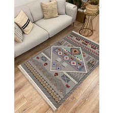 Kilim Home Cotton Serisi Eski Çağ Motifli Eskitme Otantik Desen Dekoratif Dokuma Taban Kilim
