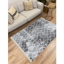 Kilim Home Cotton Serisi Gri Tonlarında Iskandinav Desen Dekoratif Dokuma Taban Kilim
