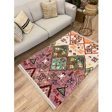 Kilim Home Cotton Serisi Eski Çağ  Motifli Baklava Eskitme Otantik Desen Dekoratif Dokuma Taban Kilim