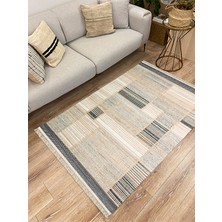 Kilim Home Cotton Serisi Hasır Görümlü Pachwork Eskitme Desenli  Dekoratif Dokuma Taban Kilim