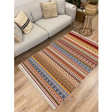 Kilim Home Cotton Serisi Multy Tonlarında Antika Esitme Desenli Dekoratif Dokuma Taban Kilim