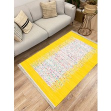 Kilim Home Cotton Serisi Sarı Rengi Ortası Su Yolu Eskitme Modern Desen Dekoratif Dokuma Taban Kilim